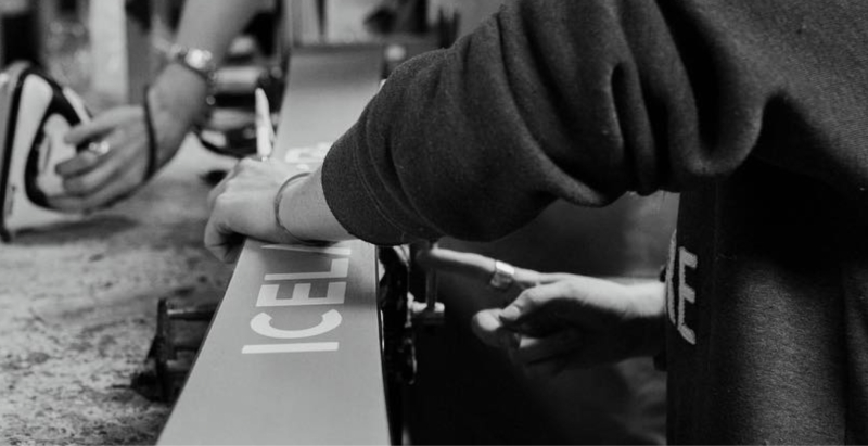 Close-up view of ski tuning